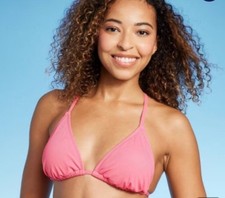 Shade  Shore Womens Triangle Ribbed Bikini Top Pink size S NWOT