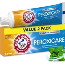 ARM HAMMER Peroxicare Anti-Cavity Fluoride Toothpaste, Clean Mint, 6 oz,2 Pack
