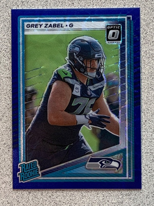 GREY ZABEL RATED ROOKIE BLUE SCOPE PRIZM 2025 DONRUSS #366 SEATTLE SEAHAWKS