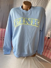 Victorias Secret Pink Pullover Sweatshirt Pink Beverly Hills Blue Small