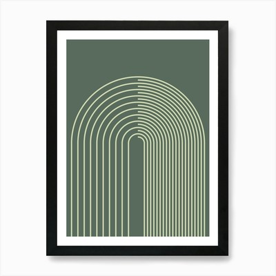 Abstrakte geometrische Linien 12 in Salbei gerahmtes Wandbild Poster Leinwanddruck Bild