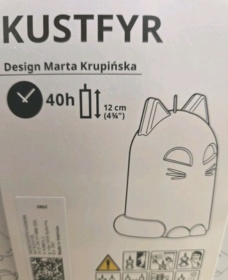 IKEA KUSTFYR Candle Unscented Cat Shaped Candle New 40hr Long Burn Halloween