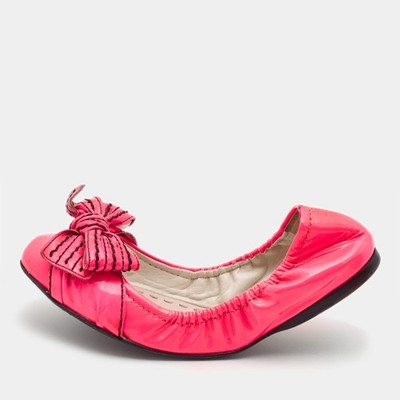 Miu Miu Pink Patent Leather Bow Scrunch Ballet Flats Size 37 | eBay