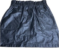 Forever 21 Size M Biker Mini Skirt Soft Black Faux Leather Elastic Waist