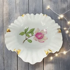 Mitterteich Bavaria Germany Fine Porcelain Dish Plate Trinket Holder Ruffled VTG