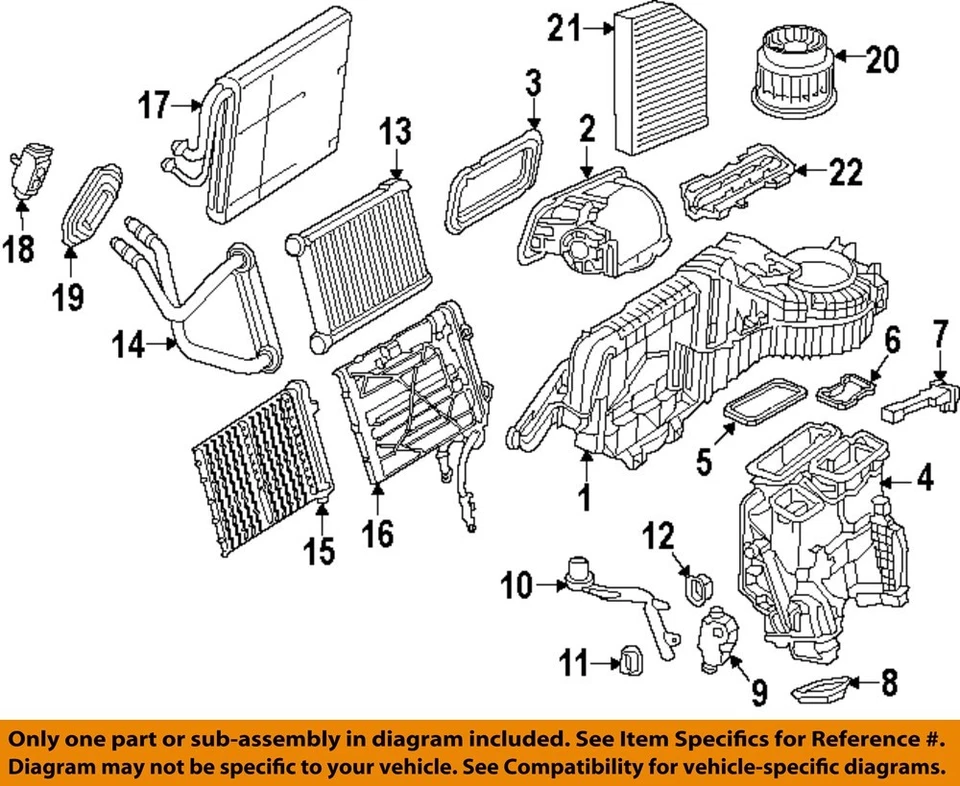 Mercedes GLC300 2016 OEM AC evaporador carcasa completa con soplador Foto 3 de 4