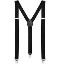 MDSTYLE Suspenders for Men Women Boys - Adjustable Y-Back Black
