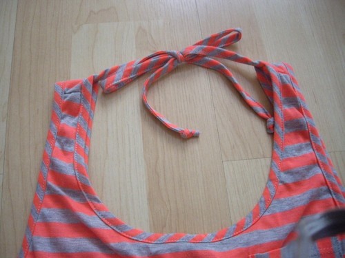 NEW URBAN OUTFITTERS Coincidence & Chance CORAL Grey STRIPE Tie Back Dress LARGE - Picture 2 of 4