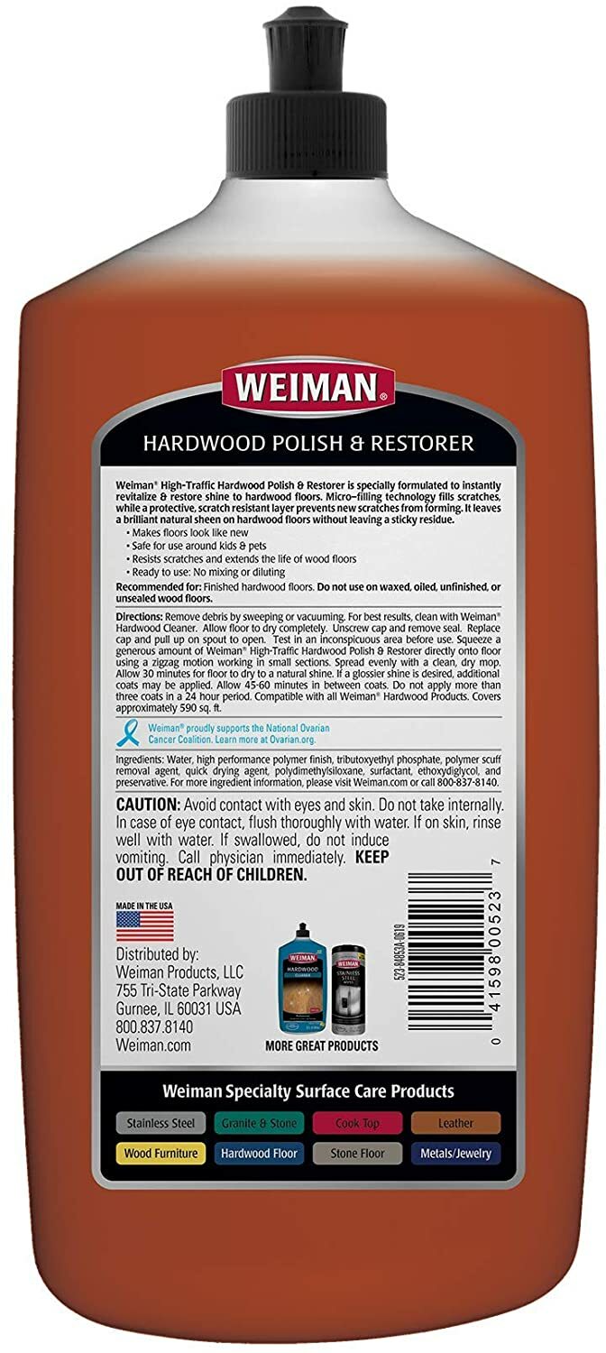 Weiman Wood Floor Polish and Restorer 32 Ounce HighTraffic
