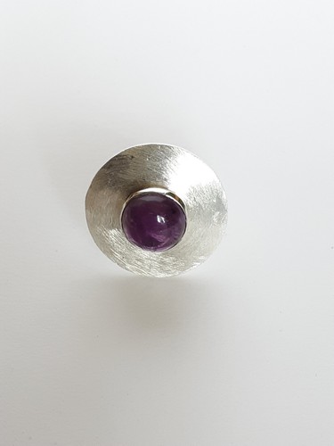Sterling Silver Amethyst Ring Handmade Size R 1/2