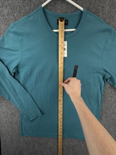NWT Banana Republic Men Long Sleeve Henley Shirt Size Large Soft Blue Cotton - Picture 3 of 14