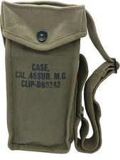 (Pack Of 2) OD Green WWII Military Cal .45 Grease Mag Pouch – Canvas Carry Bag