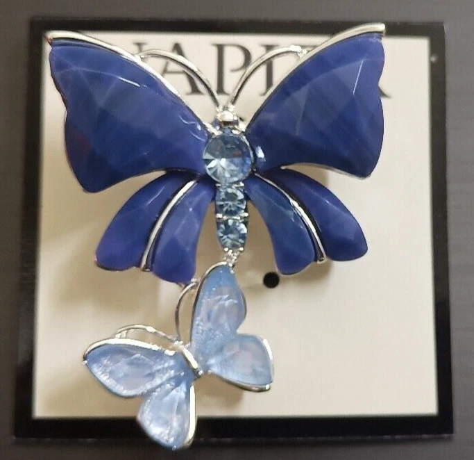 NWT Napier Silver Tone Faux Crystal Summer Butterflies Pin - Image 2 of 4