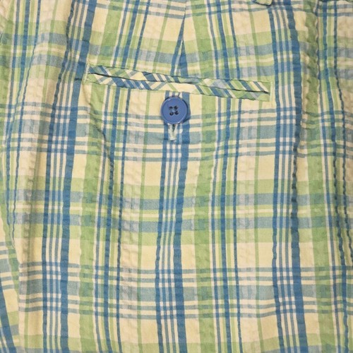 Talbots Women's 8 Cropped Pants Stretch Seersucker Plaid Blue Green Yellow - Picture 6 of 15