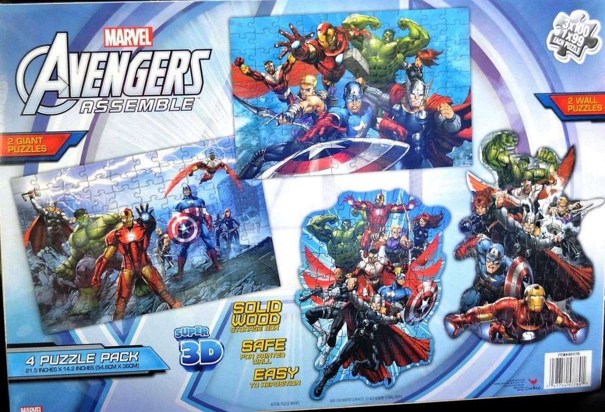 Marvel Avengers Assemble 4 3D Puzzles Pack 2 Giant 2 Shaped Wood