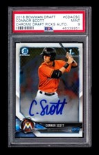 1-2018 BOWMAN CHROME DRAFT AUTO CONNOR SCOTT PIRATES CARD#CDA-CSC PSA9 951