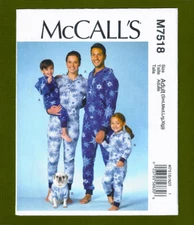 One Piece Jumpsuit Pajamas Sewing Pattern (Adult Sizes S-XL) McCalls 7518