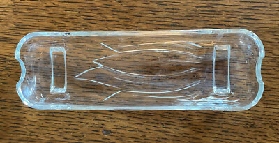 Vintage Corn Cob Butter & Serve Dish Clear Ribbed Glass Corn Design