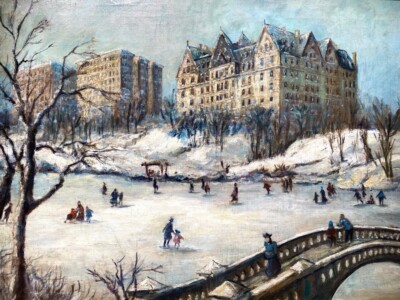 Colin Campbell Cooper NY Central Park Skating Rink Bow Bridge The Dakota REPRINT