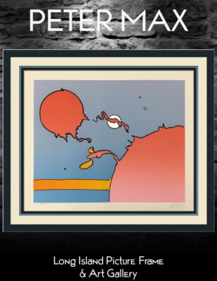 Peter Max Signed 1978 L/E Vintage Serigraph Moonscape I Custom Framed