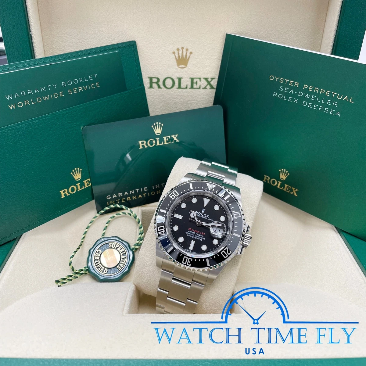 lever Forstyrrelse Årligt Rolex Sea-Dweller 126600 Stainless Steel Black Ceramic Bezel Red label 43mm  | eBay