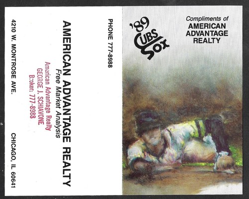 1989 CHICAGO CUBS & WHITE SOX Amer Advantage Realty Reg Season SCHEDULE EX-MT - 第 1/1 張圖片