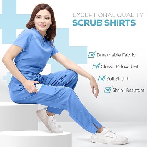 NY Threads Scrubs for Women V-Neck Nurse Scrub Top Women Workwear - Picture 54 of 68