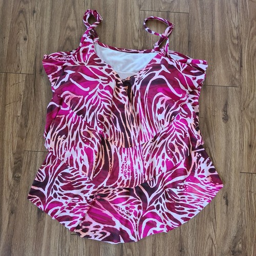 Damen UPF 50 Stufen Tankini Oberteil - Simply Swim Multi Pink Größe 26W - Bild 8 von 9