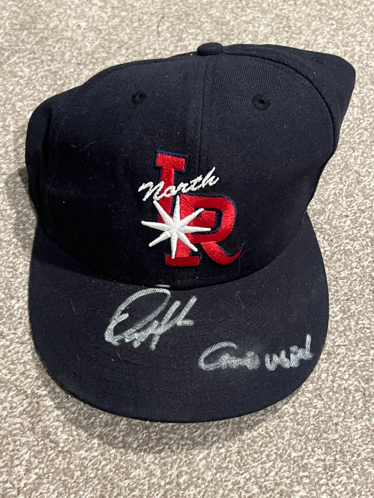 ORLANDO MERCADO SIGNED GAME USED BASEBALL HAT AUTO MILB