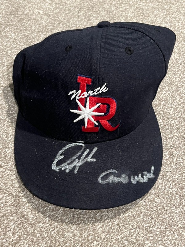 ORLANDO MERCADO SIGNED GAME USED BASEBALL HAT AUTO MILB