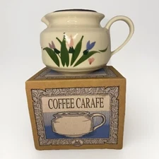 Vintage Stoneware Floral Coffee Carafe Pot Clay Design Inc USA 1993 Replacement