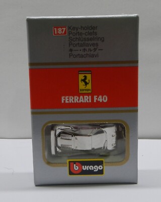 RARO LLAVERO FERRARI F40 MARCA BURAGO MET LICO MADE IN ITALY 1:87