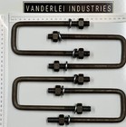 4x U Bolts 50mm Square x 155mm long 1/2"BSW trailer axle spring Ubolt nut washer