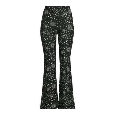 No Boundaries Black Moon and Stars Flare Pants Juniors Women Many