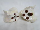Vintage Pair of White Fantailed Ceramic Dove Figurines - Rainbow Glazed Finish — photo 6