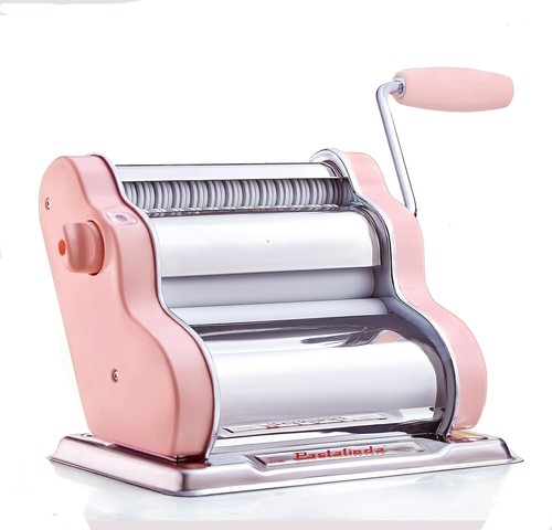 Classic Pink Stainless Steel Pasta Maker - 20cm Wide with 9 Thickness Settings - Picture 3 of 7