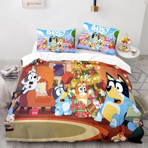 Bluey Funda Nórdica Caricatura 200x200 Funda de Almohada 80x80CM Juego de Ropa de Cama Infantil DE - Imagen 6 de 27