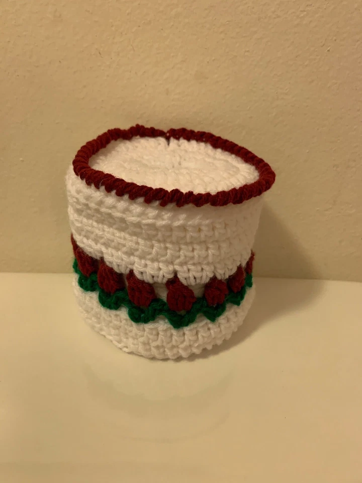 Toilet Paper Tissue Cover White, Burgundy Tulip Flowers with Green Leaves New - Image 4 of 4