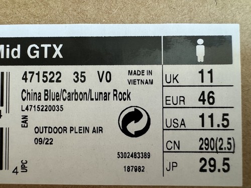Salomon Men’s China Blue Lightweight Outpulse Mid Gore-Tex Hiking Boots US 11.5 - Picture 5 of 5