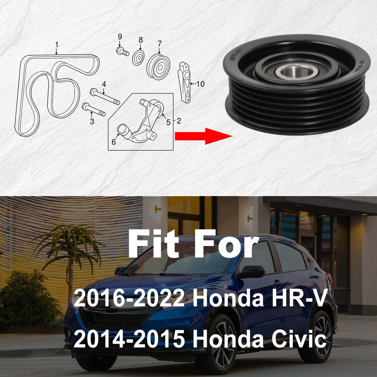 Honda Genuine OEM Civic Si Drive Belt Idler Pulley 2002-2011 Idle 31190 Honda Genuine OEM Civic Si Drive Belt Idler Pulley 2002-2011 Idle 31190