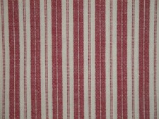 Tela casera roja y crema | Tela de algodón primitiva a rayas rojas