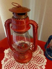 Vintage Ever Bright Red Hurricane Lantern Railroad Kerosene Lamp 202