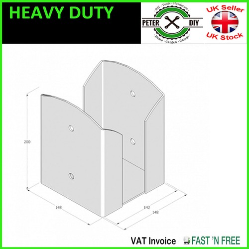Heavy Duty Galvanised Bolt Down SQUARE POST SUPPORT Fence Foot Base Pergola Shoe - Picture 6 of 12