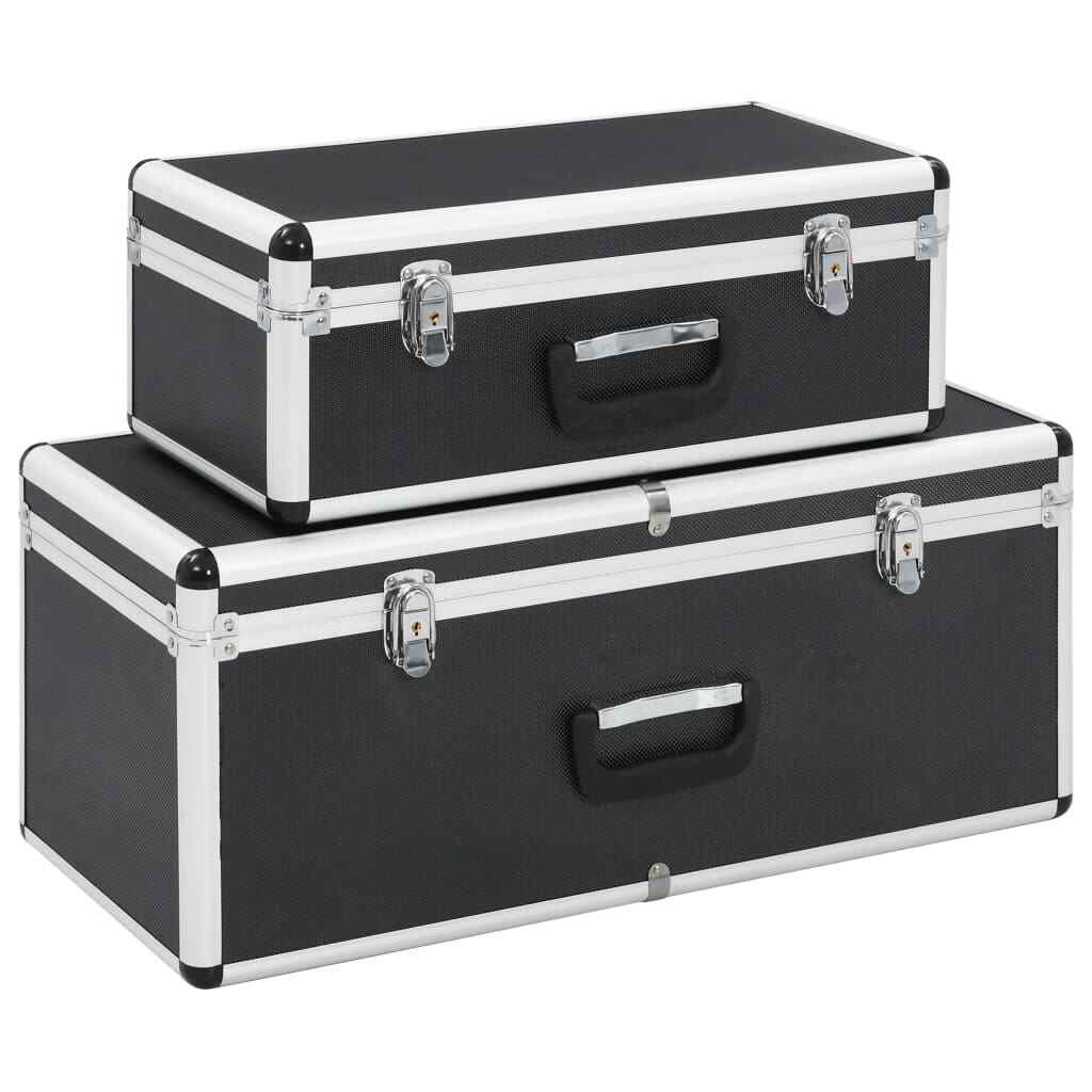 Boîtes de rangement étanches en aluminium noir : coffres métalliques pour cave et grenier