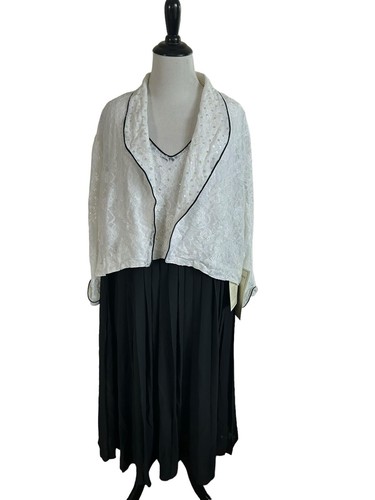 Vintage Roaman's Womens Plus Size 24W White Sequins Midi Dress Evening Holiday