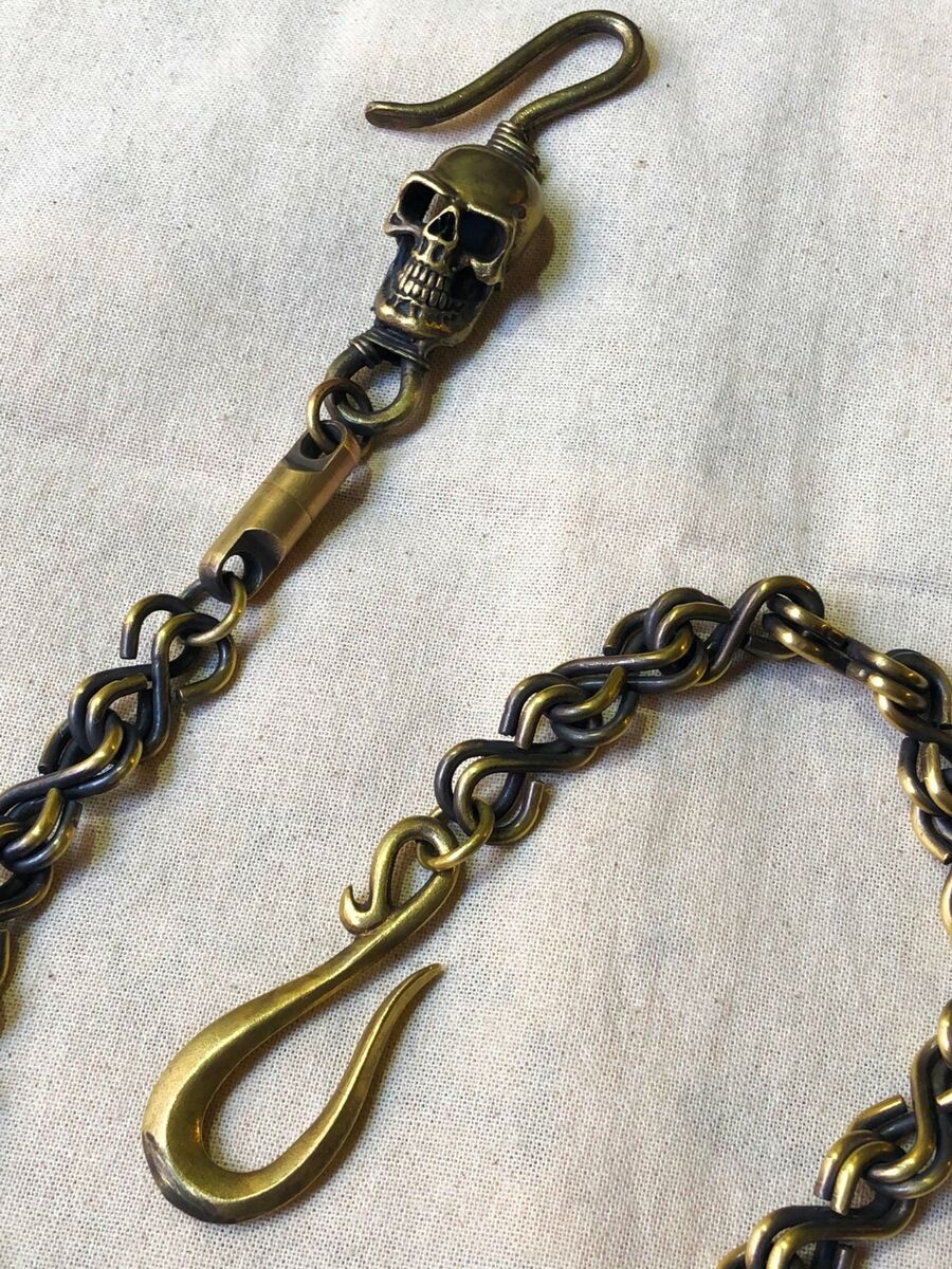 Solid Brass Wallet Chain Infinity Handmade With Skull Hook Solid Brass Wallet Chain Infinity Handmade With Skull Hook