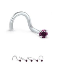 Rare Genuine Pink Purple Diamond Nose Ring Screw Stud 14K Yellow Rose White Gold