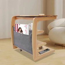 C-shaped Table Sofa Side Table w/4 Wheels 4-tier C-shaped Side Table Load 25kg