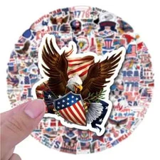 July 4th Patriotic Paper Stickers Bulk Lot of 60 Laptop Mug Classroom Scrapbook