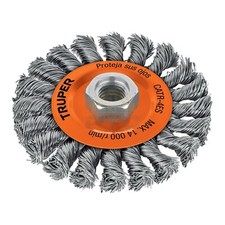 Truper CATR-4ES Circular brush 4" braided wire, arbor 5/8"-11